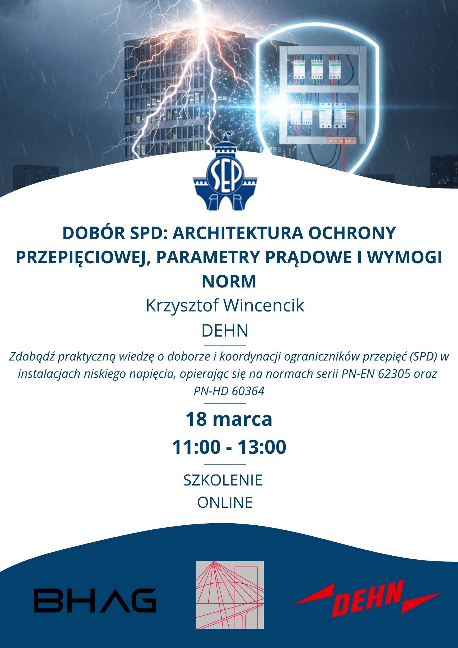 Zapraszamy do udziału w szkoleniu online - Dobór SPD: Architektura ochrony przepięciowej, parametry prądowe i wymogi norm